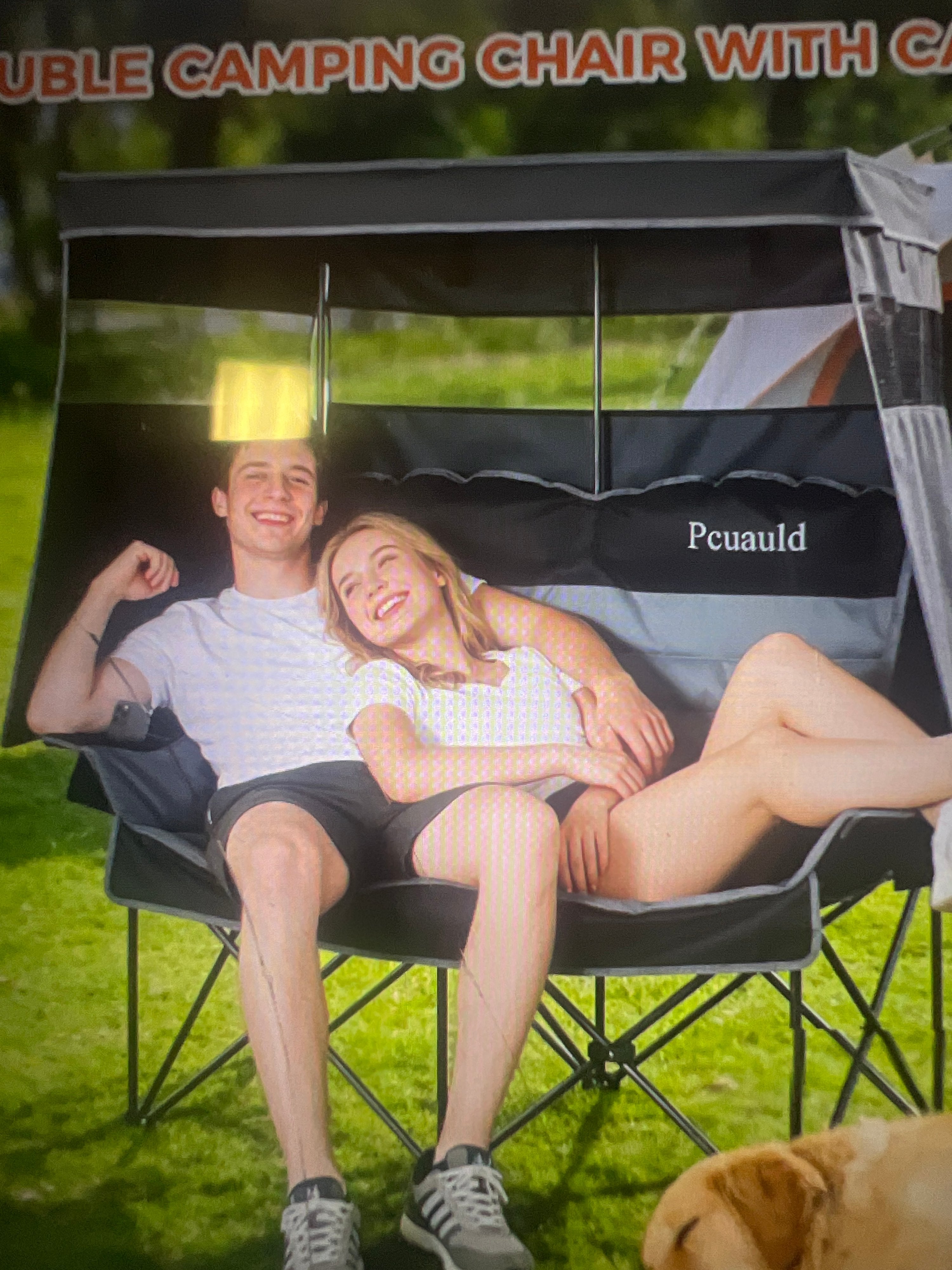 Pcuald 3-Seat Patio Swing with Canopy Black and Gray Outdoor - Image 2