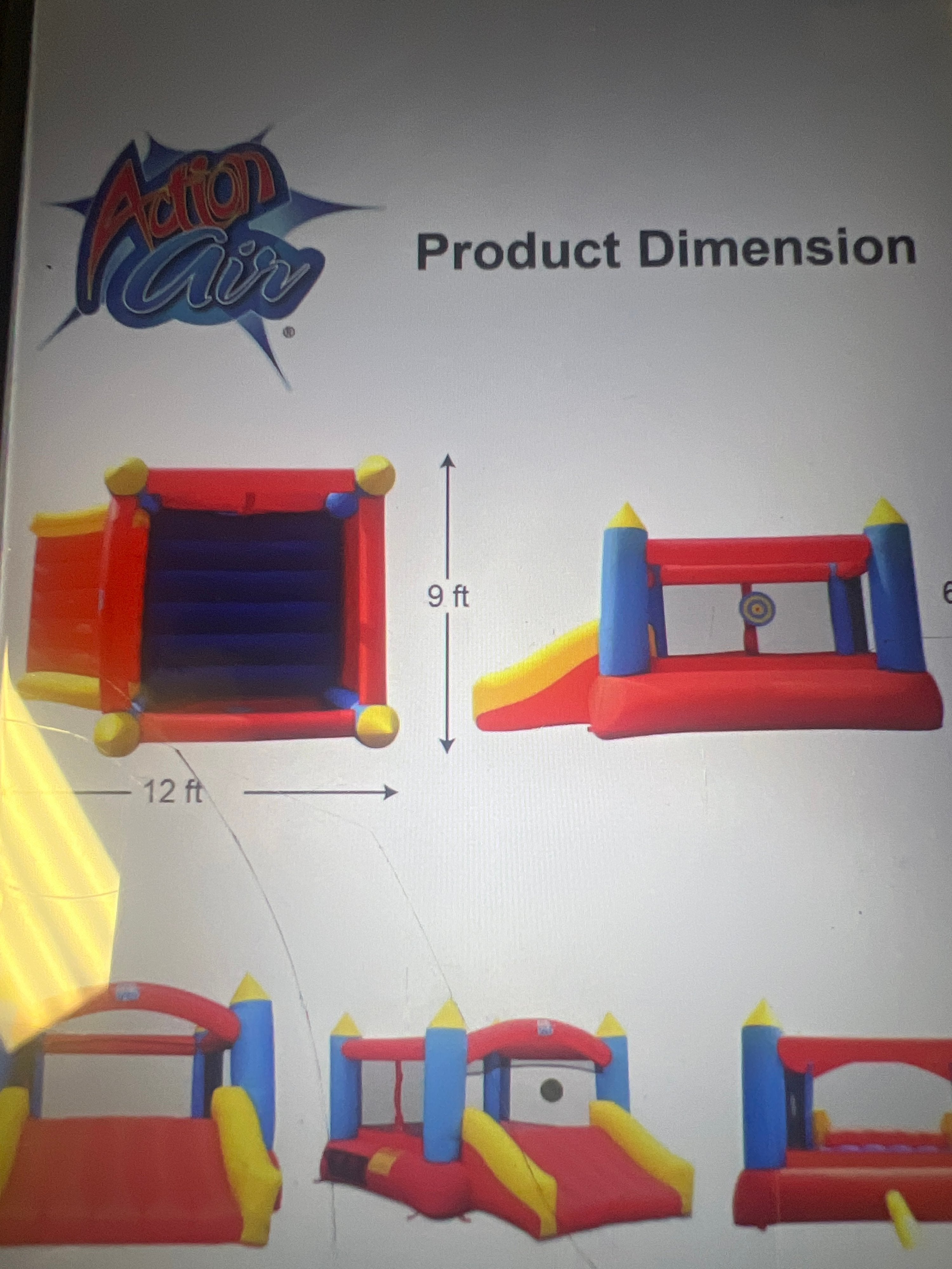 Action Air Bounce House Red Blue Yellow Inflatable Slide Castle - Image 2