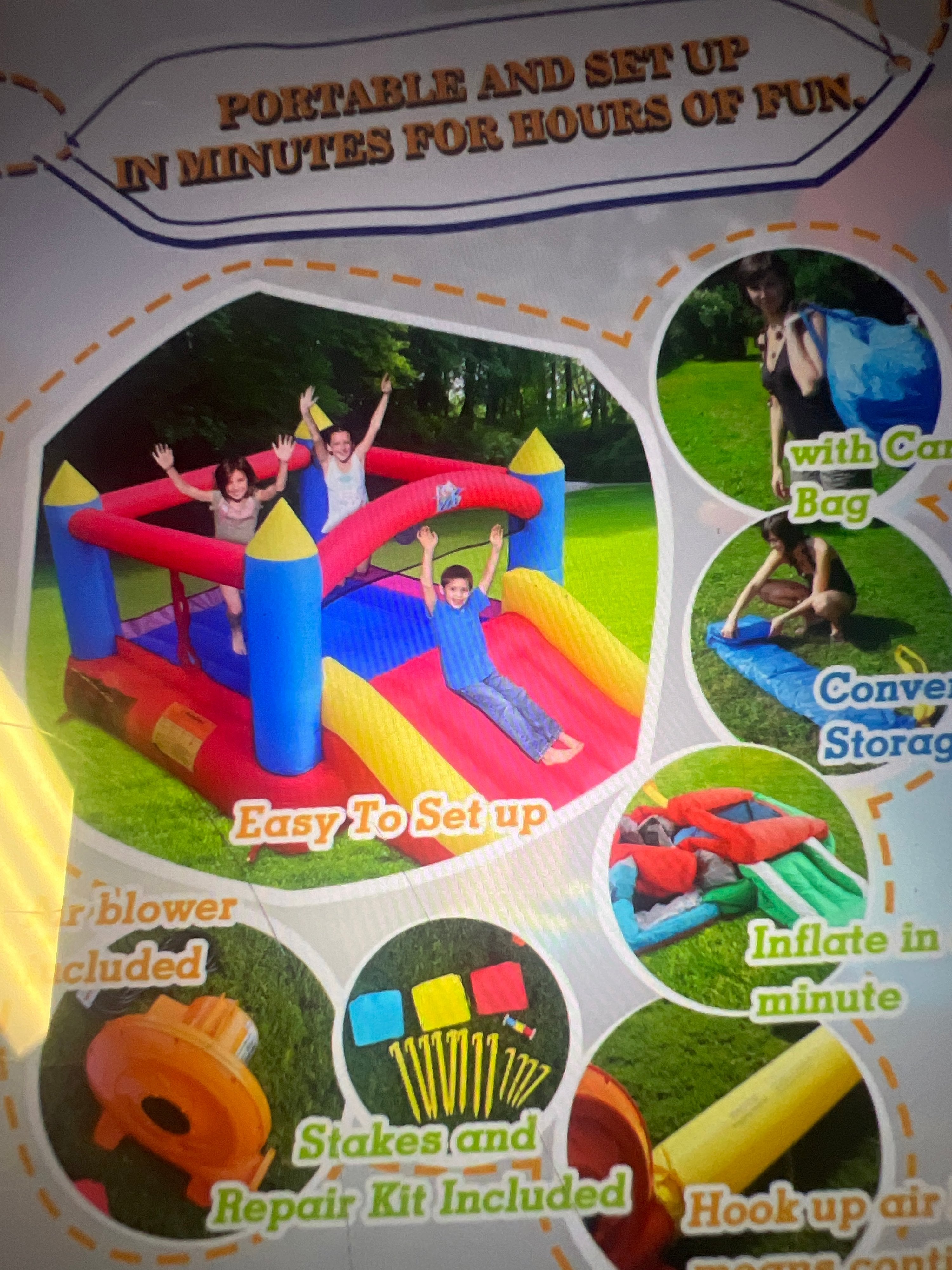Action Air Bounce House Red Blue Yellow Inflatable Slide Castle - Image 3