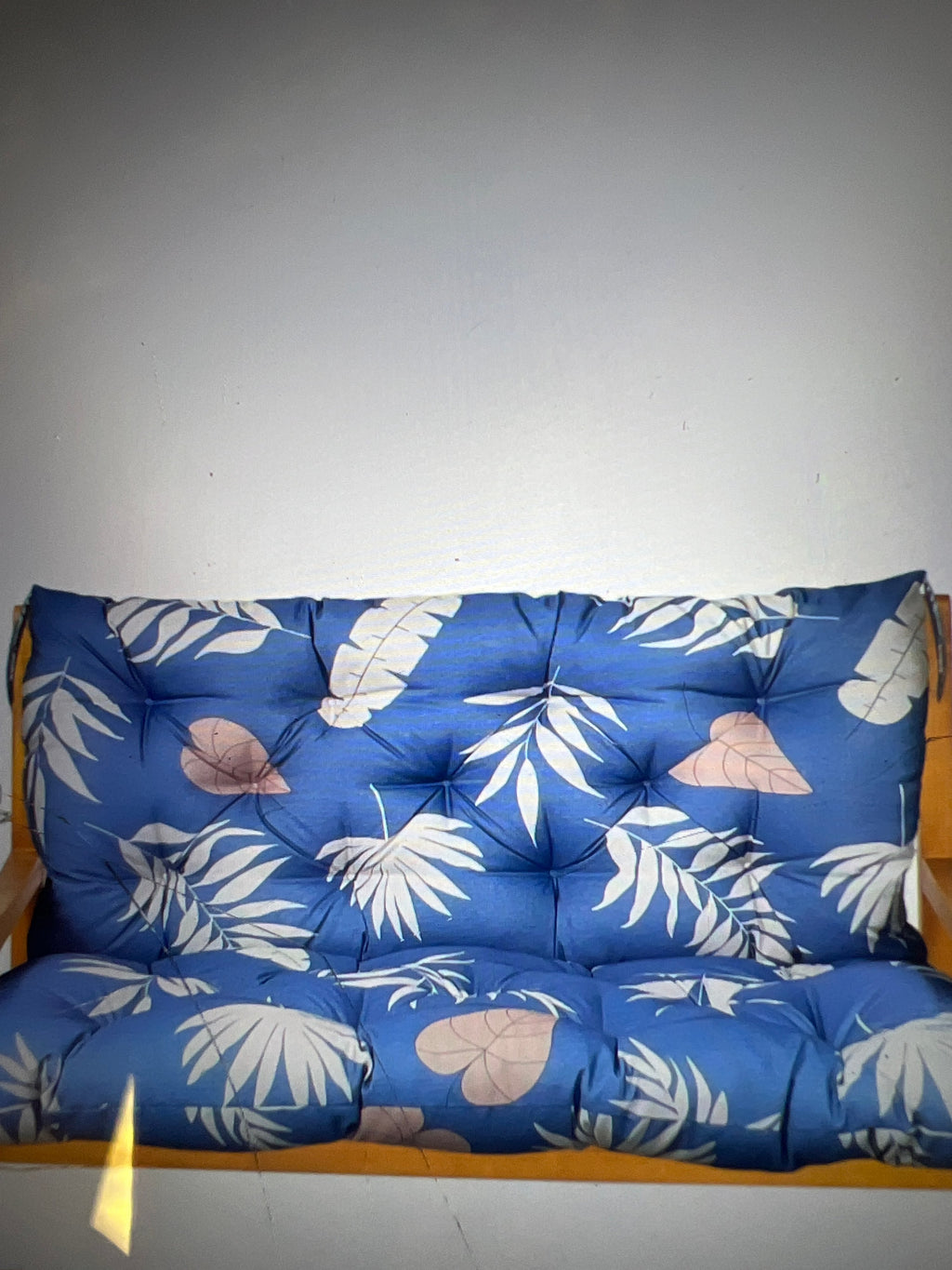 Blue Leaf Pattern Cushion - Image 1