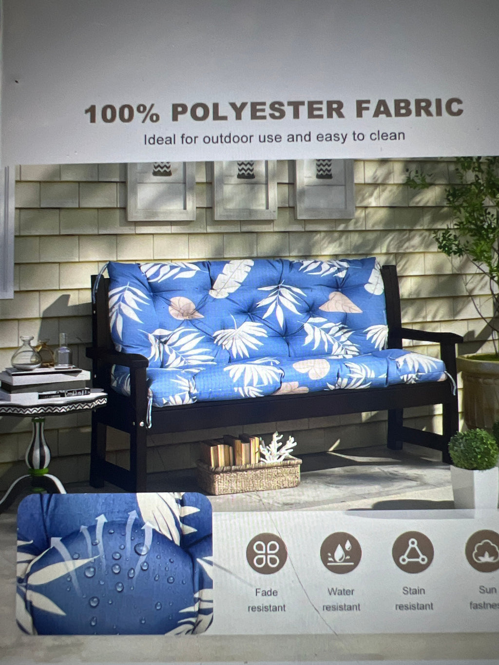 Blue Leaf Pattern Cushion - Image 3
