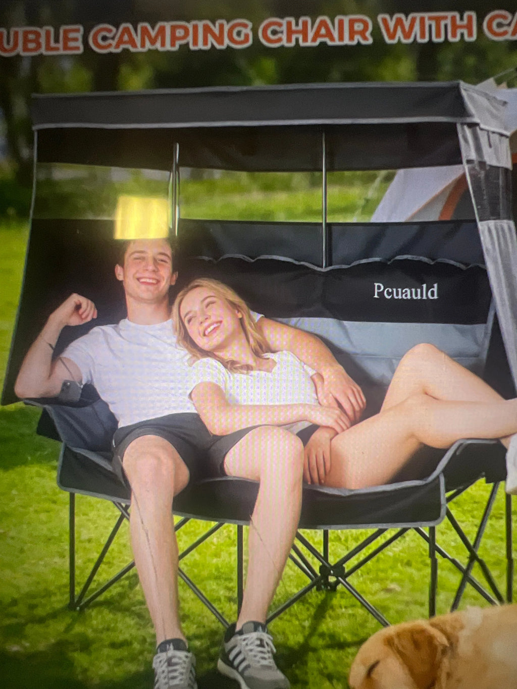 Pcuald 3-Seat Patio Swing with Canopy Black and Gray Outdoor - Image 2