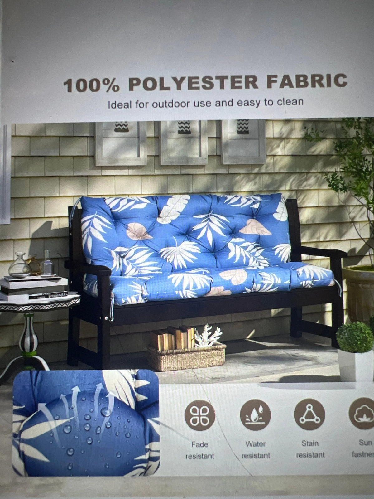 Blue Leaf Pattern Cushion - Image 3