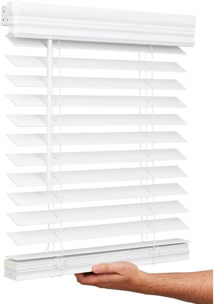 2" Cordless Faux Wood Blind - Bright White - Image 3
