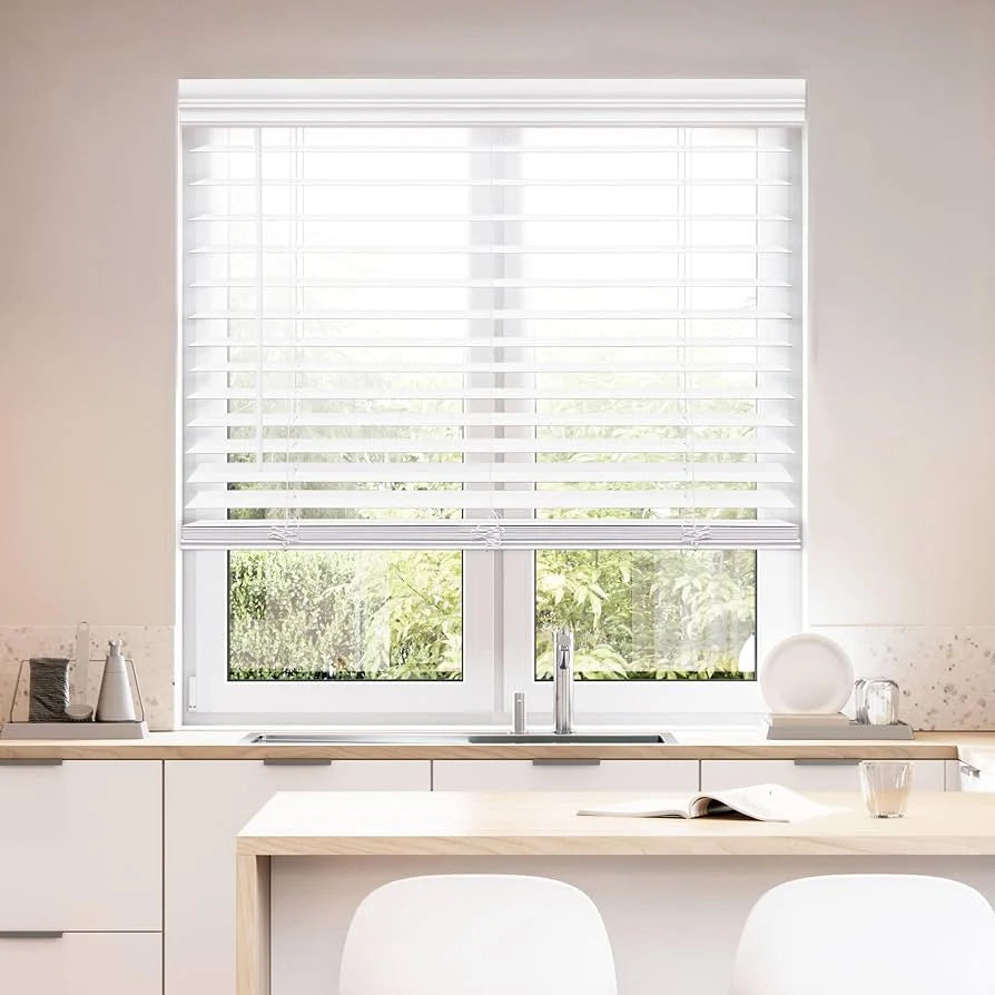 2" Cordless Faux Wood Blind - Bright White - Image 4