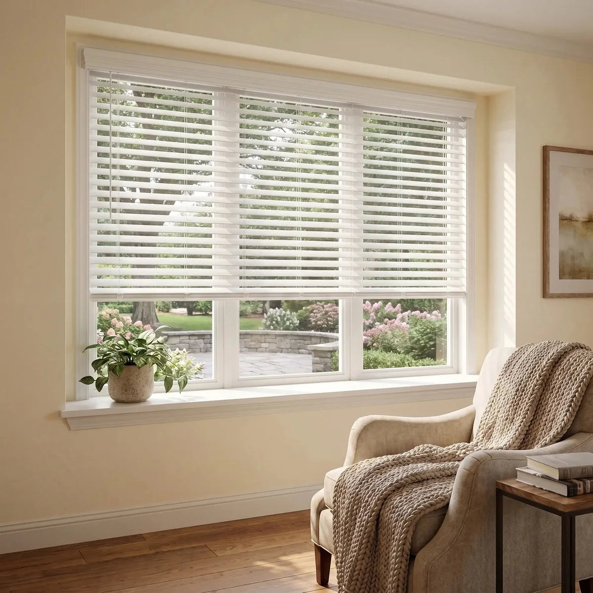 2" Cordless Faux Wood Blind - Bright White - Image 6
