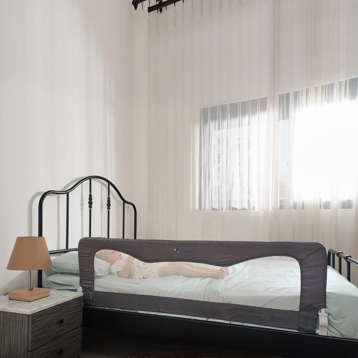 TotCraft 59x23.5 Grey Bed Safety Rail Guard for Toddlers Retail $69.00