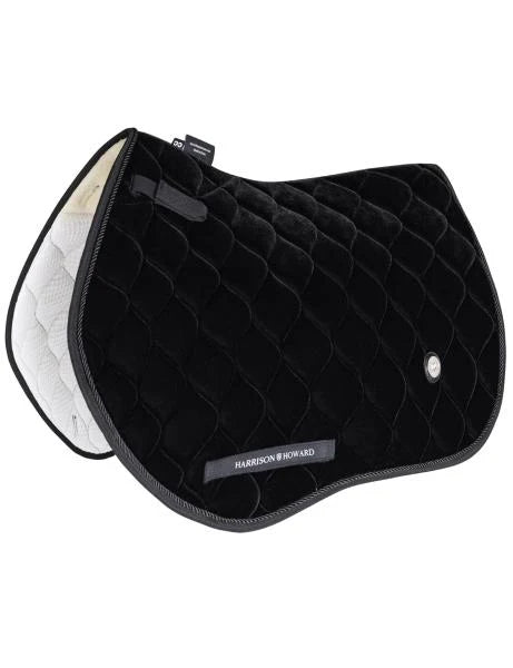 Close Contact Velvet Horse Saddle Pad for Jumping Black