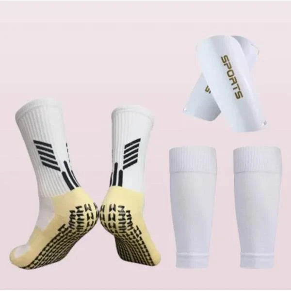 Sports Soccer Shin Guards and Grip Socks Set