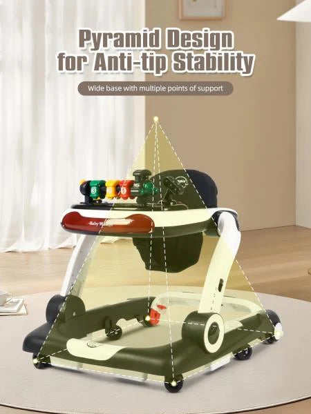 3-in-1 Baby Walker and Activity Center with Music Lights and Adjustable Wheels - Black