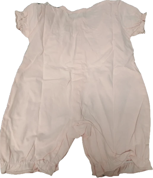 Baby Girl Pink Cotton Romper with Lace Collar Size 6-9 Months