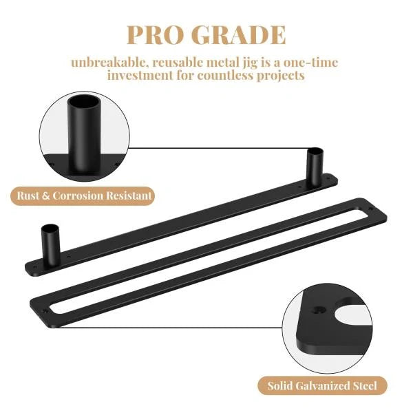 Heavy Duty Floating Shelf Brackets with Metal Jig Black Supports 200lbs 1.75 to 4 Thickness - Image 4