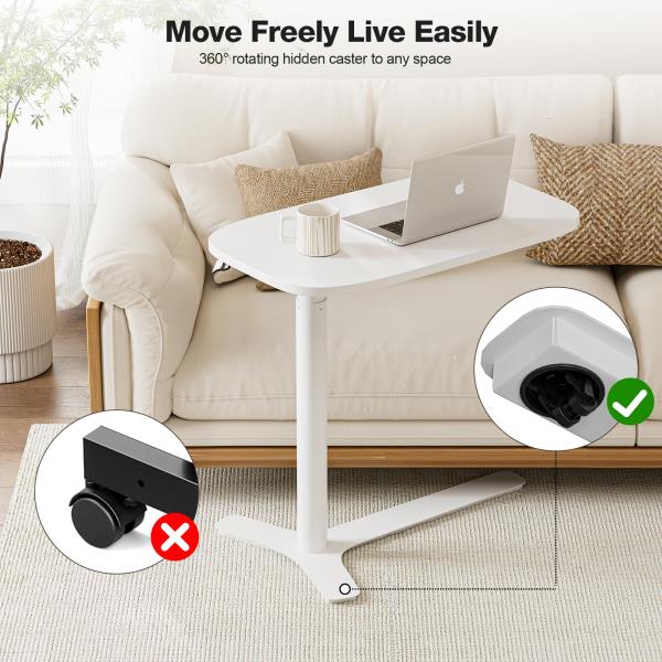 Adjustable Pneumatic Mobile Overbed Table 30 W x 17.7 D White - Image 4