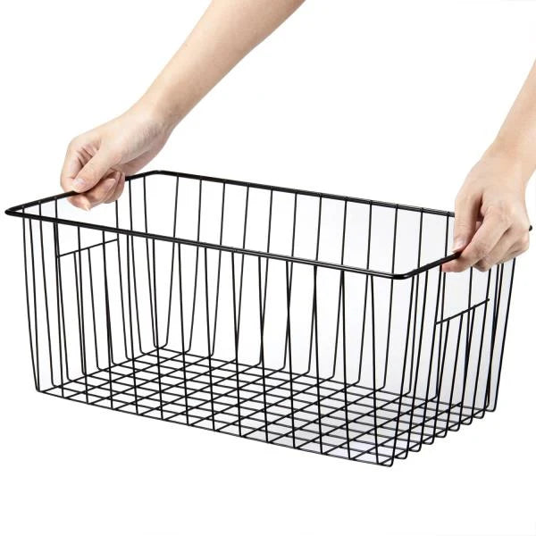 16in L x 12in W x 6in H Deep Metal Wire Freezer Storage Organizer Baskets 2-Pack - Image 4