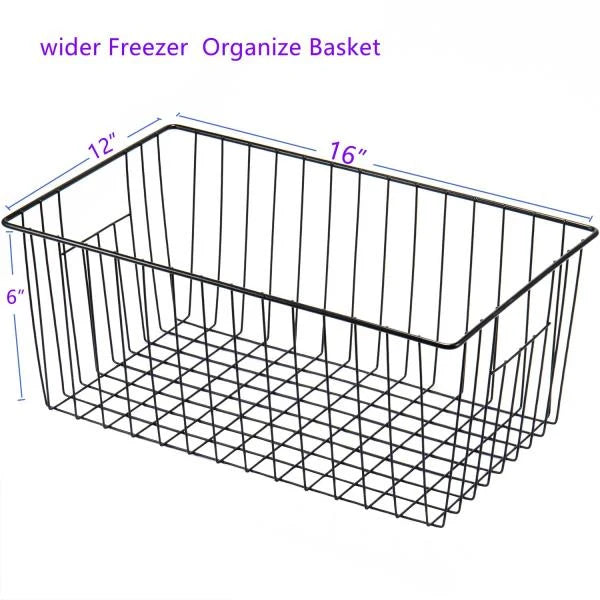 16in L x 12in W x 6in H Deep Metal Wire Freezer Storage Organizer Baskets 2-Pack - Image 7
