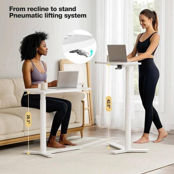 Adjustable Pneumatic Mobile Overbed Table 30 W x 17.7 D White - Image 7