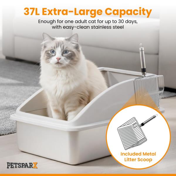 Stainless Steel Enclosed XL Cat Litter Box with Lid High Sided Leak Proof - Image 4