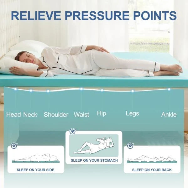 Inch Gel Infused Memory Foam Mattress Topper Twin XL Ventilated Soft Blue - Image 3