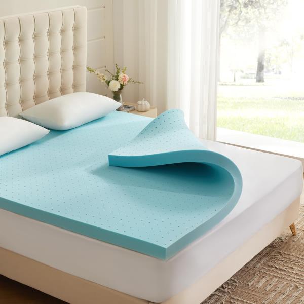 Inch Gel Infused Memory Foam Mattress Topper Twin XL Ventilated Soft Blue - Image 1
