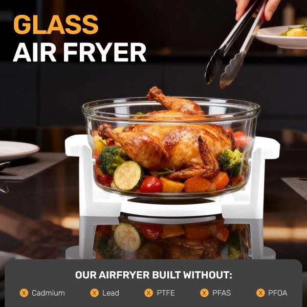 Qt Large Glass Air Fryer with 3 Cooking Sections and Stainless Steel Racks - Image 3