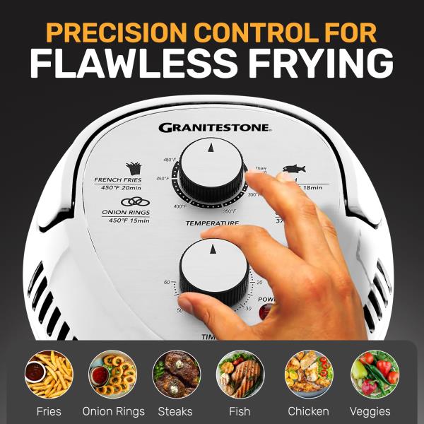 Qt Large Glass Air Fryer with 3 Cooking Sections and Stainless Steel Racks - Image 7