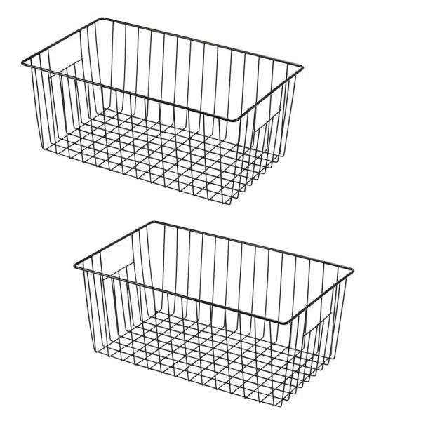16in L x 12in W x 6in H Deep Metal Wire Freezer Storage Organizer Baskets 2-Pack - Image 1