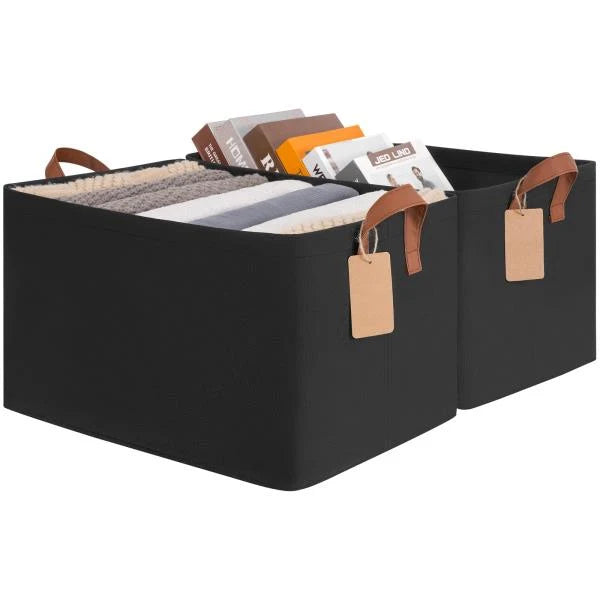 L Extra Large Fabric Storage Bins for Shelves 19 L x 13 W x 11 H Black 2-Pack