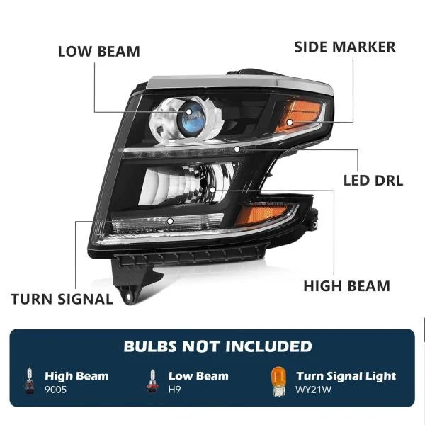 Left Halogen Projector Headlight for 2015-2020 Chevy TahoeSuburban LSLT Driver Side - Image 2