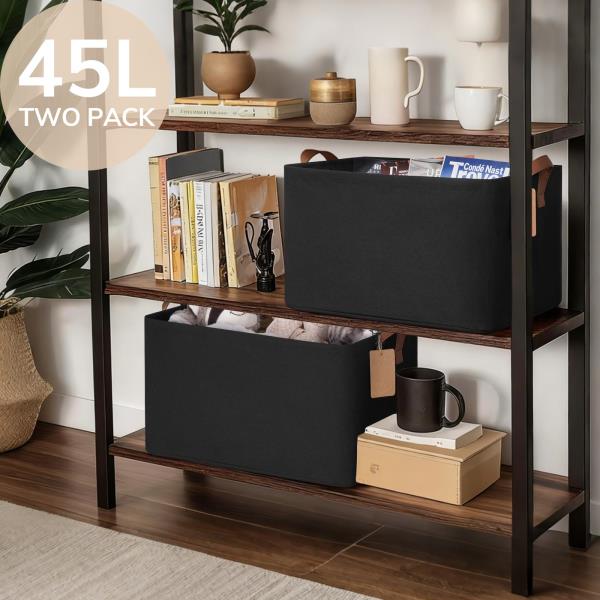 L Extra Large Fabric Storage Bins for Shelves 19 L x 13 W x 11 H Black 2-Pack