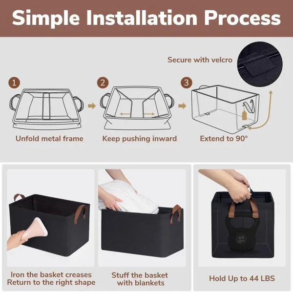 L Extra Large Fabric Storage Bins for Shelves 19 L x 13 W x 11 H Black 2-Pack