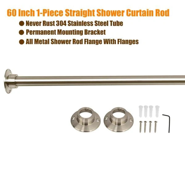 Heavy Duty Straight Shower Rod Brushed Nickel