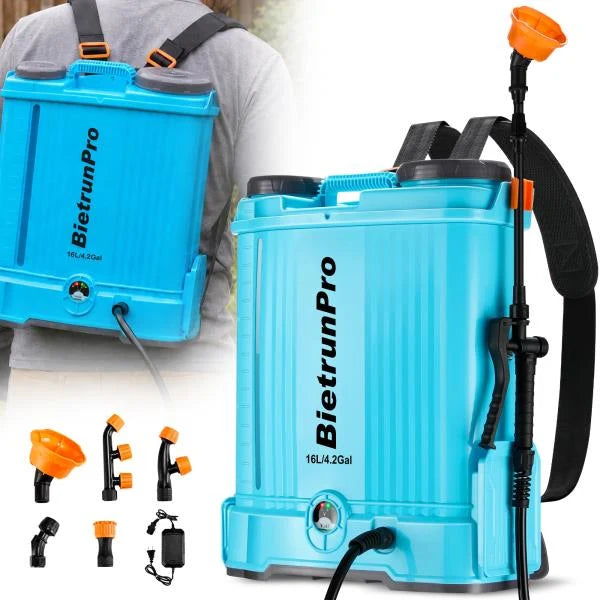 2 Gallon Battery Powered Backpack Sprayer with Mixer 0-100 PSI