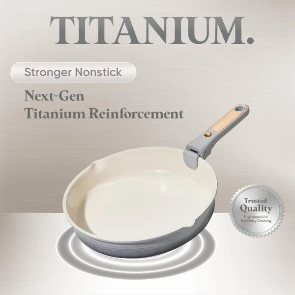 pcs Titanium Cookware Set Pots and Pans Set with Detachable Handle Gradient Grey - Image 3