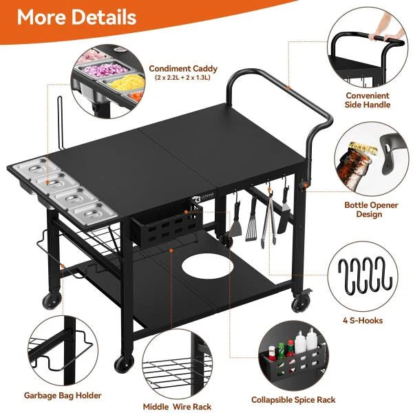 Outdoor Pizza Oven Table Stand Grill Cart 39.7L x 27.55W x 35.8H - Image 5