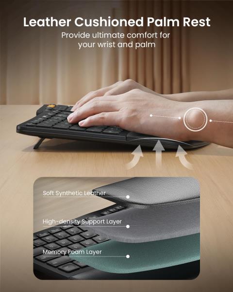ProtoArc EK01 Plus Backlit Bluetooth Ergonomic Keyboard, Full Size, Black Retail $74.00 - Image 7