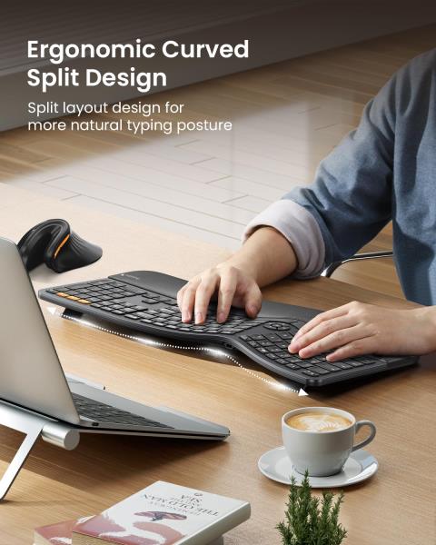 ProtoArc EK01 Plus Backlit Bluetooth Ergonomic Keyboard, Full Size, Black Retail $74.00 - Image 5
