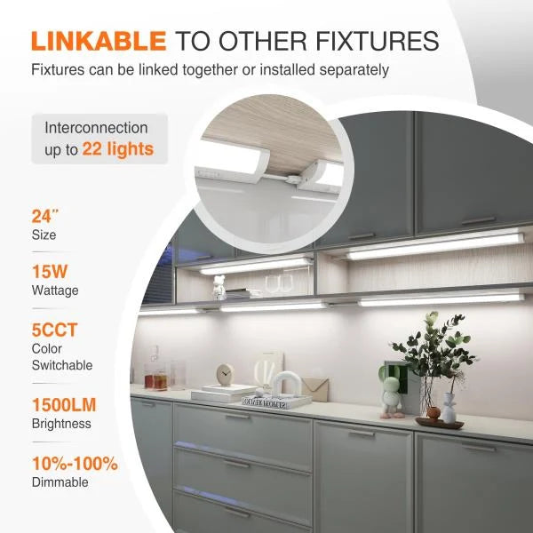 24inch Linkable Under Cabinet Lighting Hardwired Plug-in,Wired LED,1pack Retail $29.00 - Image 5