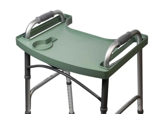 Green Walker Tray for Rolling Folding Walker with Cup Holder - Image 1