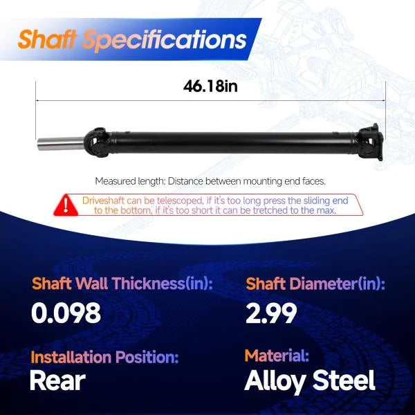 Rear Drive Shaft Assembly for Nissan Pathfinder 2005-2012 4.0L 4WD AWD 46.18in - Image 2