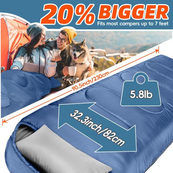 Degree Winter Sleeping Bag for Adults and Kids 32.3 x 90.5 Inch Yale Blue - Image 2