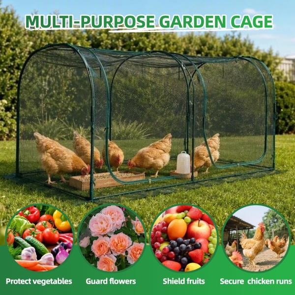 Crop Cage for Garden 98x49x49 Tunnel Plant Netting Cover with Zipper - Image 4