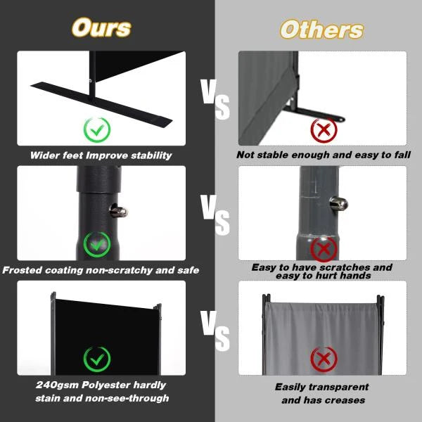 6-Panel Folding Room Divider Privacy Screen Black - Image 5