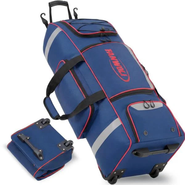L Rolling Baseball Catchers Gear Bag 3-Zone Storage Blue - Image 1