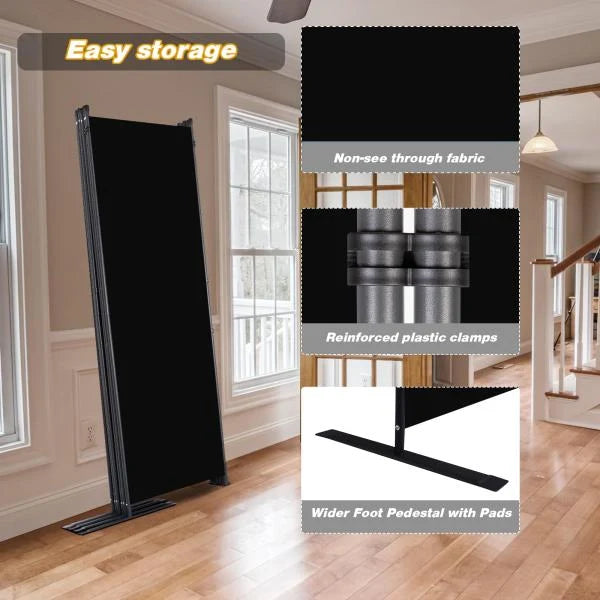6-Panel Folding Room Divider Privacy Screen Black - Image 6