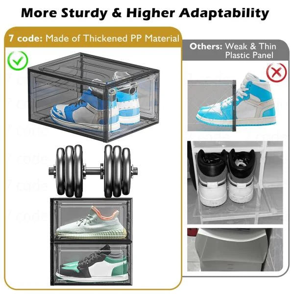 Sturdy Clear Shoe Organizer with Magnetic Door 6-Pack Stackable Storage Box 13.5 x 10.5 x 7.2 - Image 5