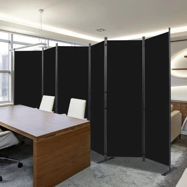 6-Panel Folding Room Divider Privacy Screen Black - Image 8