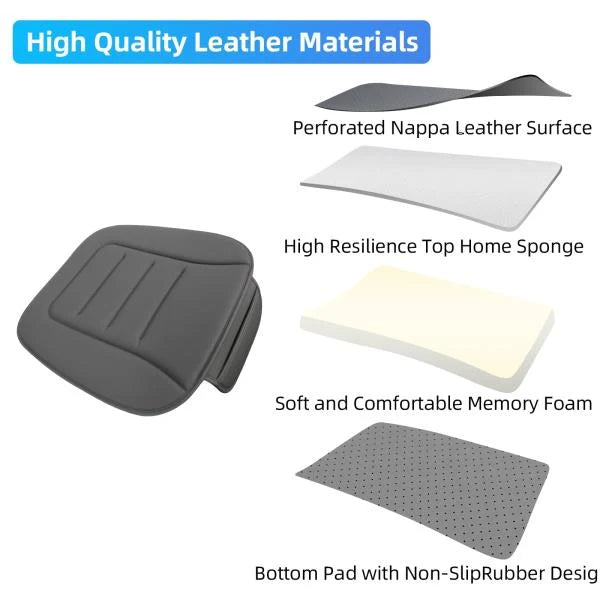 Memory Foam Car Seat Cushion Breathable Leather Anti-Slip Pad for Driving and Office Chair - Image 3