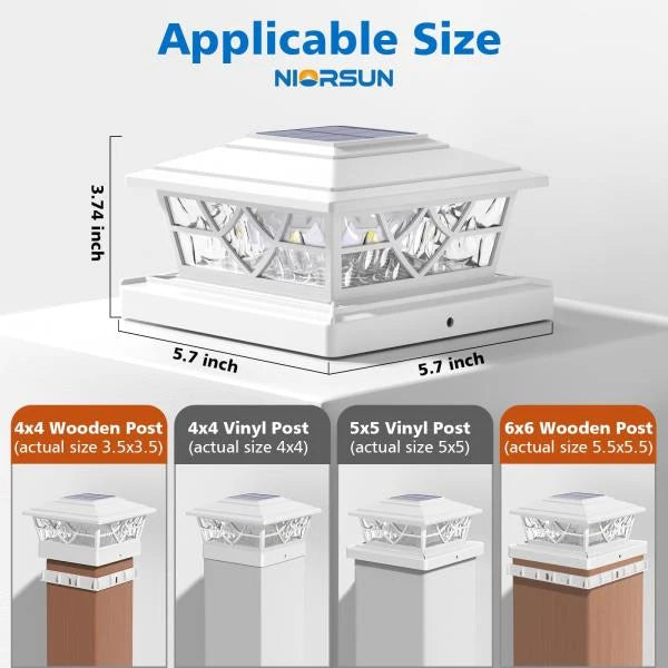 4x4 Solar Post Lights with 2 Modes 12 Pack White - Image 5