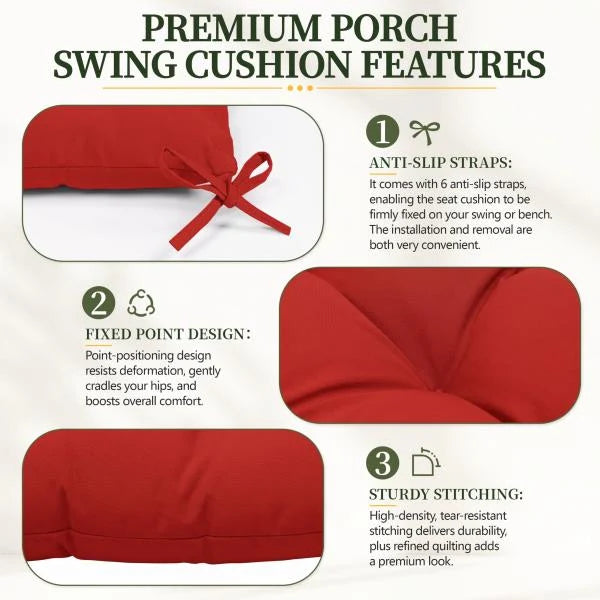 Porch Swing Cushion with Backrest Waterproof 47x40x5 in Red - Image 6