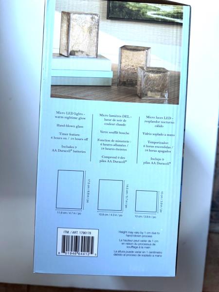 Evergreen LED Gold Crackle Glass Cube Towers 3-Pc